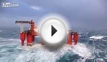 North Sea drilling rig during Extreme Weather Conditions